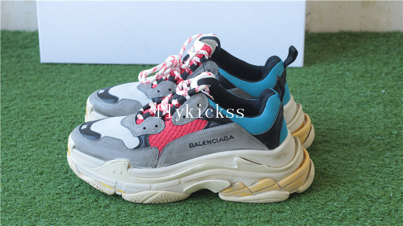 Balenciaga 2017 Fall Winter Washed Old Show Triple-S Grey Red Blue